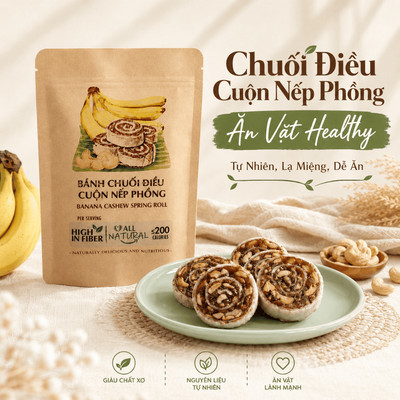 Trái Cây Ăn Vặt Nam Xanh, Chuối Điều Cuộn, Đặc Sản Việt Nam, Nguyên Liệu Tự Nhiên, Dùng Kèm Trà