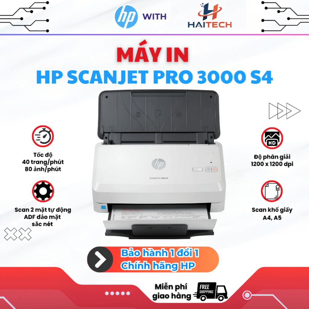 Máy Scan HP ScanJet Pro 3000 S4 6FW07A (A4/A5/ Đảo mặt/ ADF/ USB) - VPS STORE