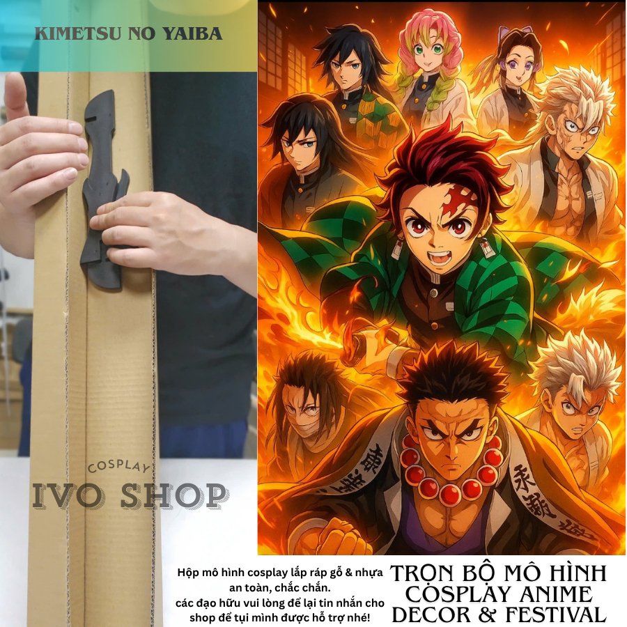 [LED] Hộp mô hình lắp ráp cosplay nhân vật tanjiro giyuu sưu tầm bằng gỗ & nhựa ABS an toàn fesival 