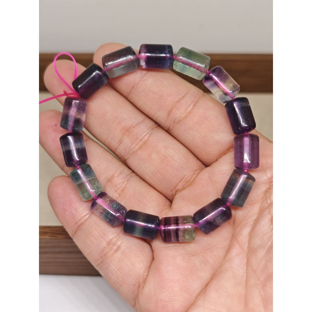 Vòng tay fluorite đủ màu dạng cylinder 12x8mm