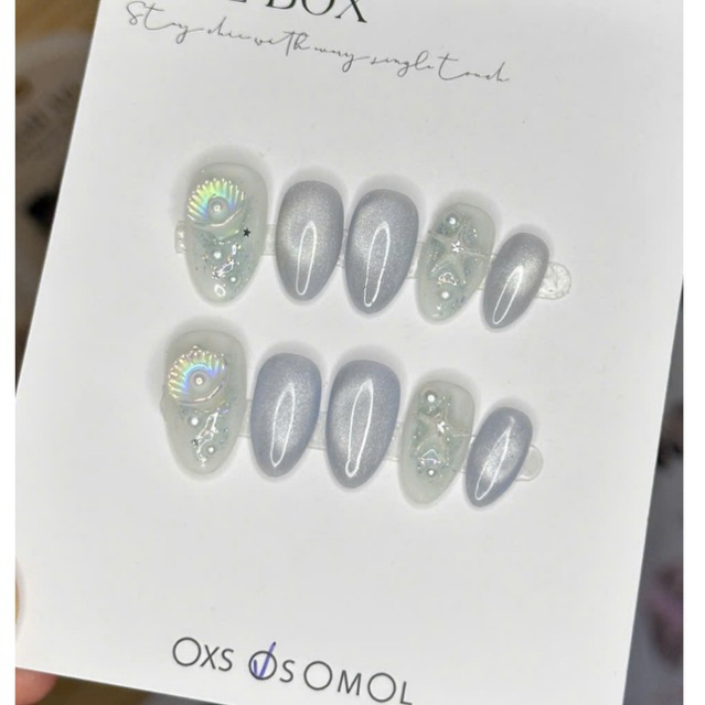 N66 - Nailbox Thiết Kế Tone Xanh Mix Sao Biển Nhũ