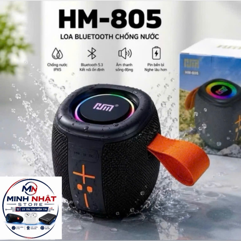 Loa Bluetooth HM-805/ HM-867 Bass Căng Âm Thanh Siêu Trầm Có Đèn LED RGB Chống Nước Kết Nối Ổn Định