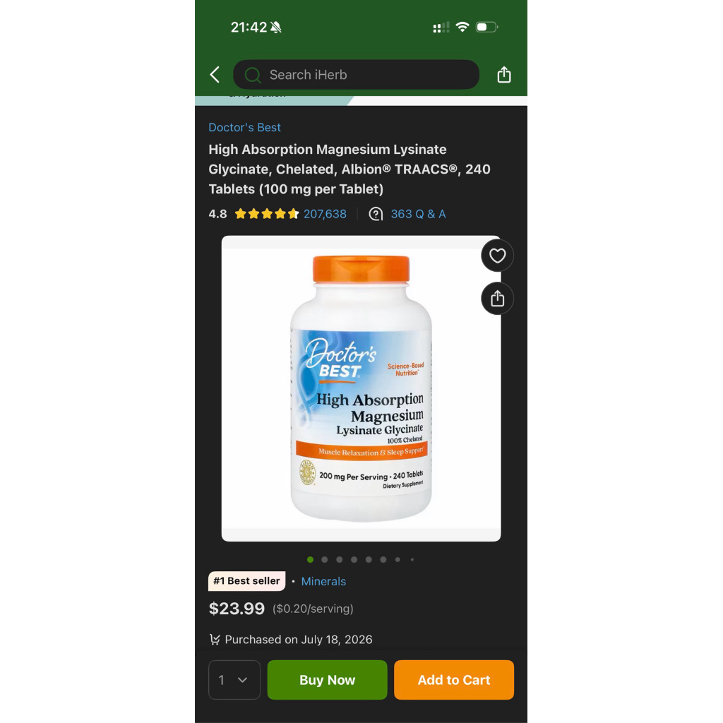 Viên uống Magie Glycinate-Magnesium Glycinate