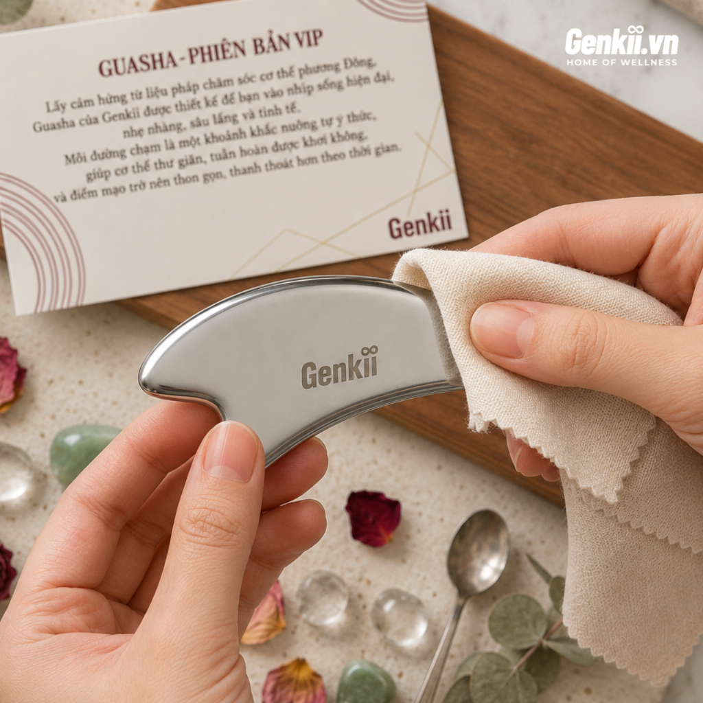 Genkii Guasha Stainless - Guasha thép cao cấp - nâng cơ & dưỡng sinh