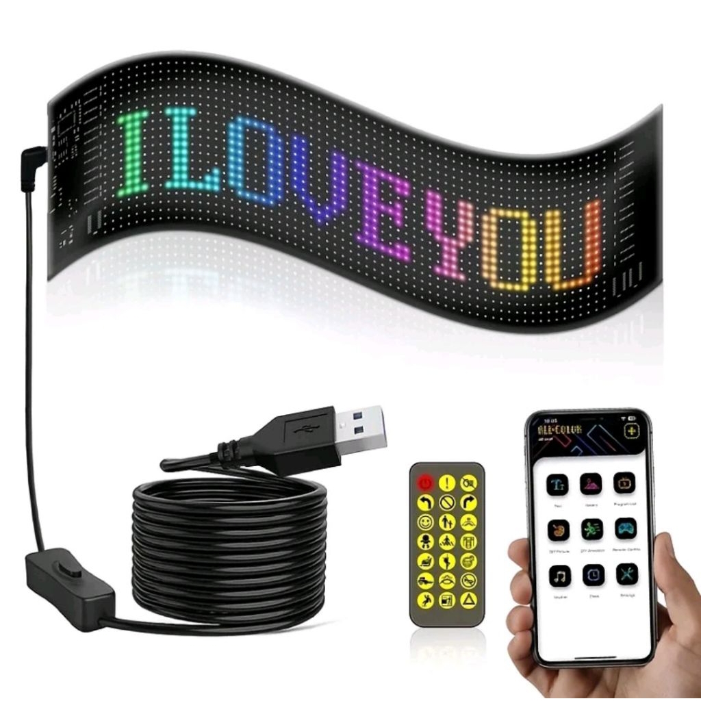 Bảng led matrix - full hiệu ứng icon. Bảng led dẻo chống