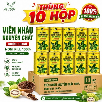 (Thùng 10 Hộp) Viên Nhàu Nguyên Chất Hương Thanh Chính Hãng, Hộp 500g