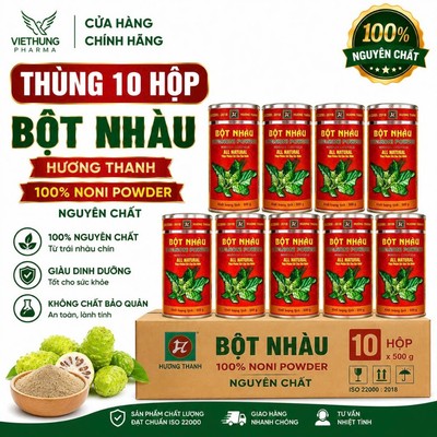 (Thùng 10 Hộp) Bột Nhàu Hương Thanh Nguyên Chất –노니 가루  Từ Trái Nhàu Tươi Chín 100%