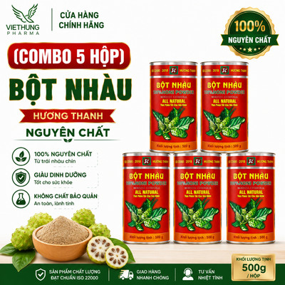 Combo 5 Hộp Bột Nhàu Hương Thanh  –노니 가루, Noni Powder Chiết Xuất Từ Bột Trái Nhàu Chín Nguyên Chất 100%