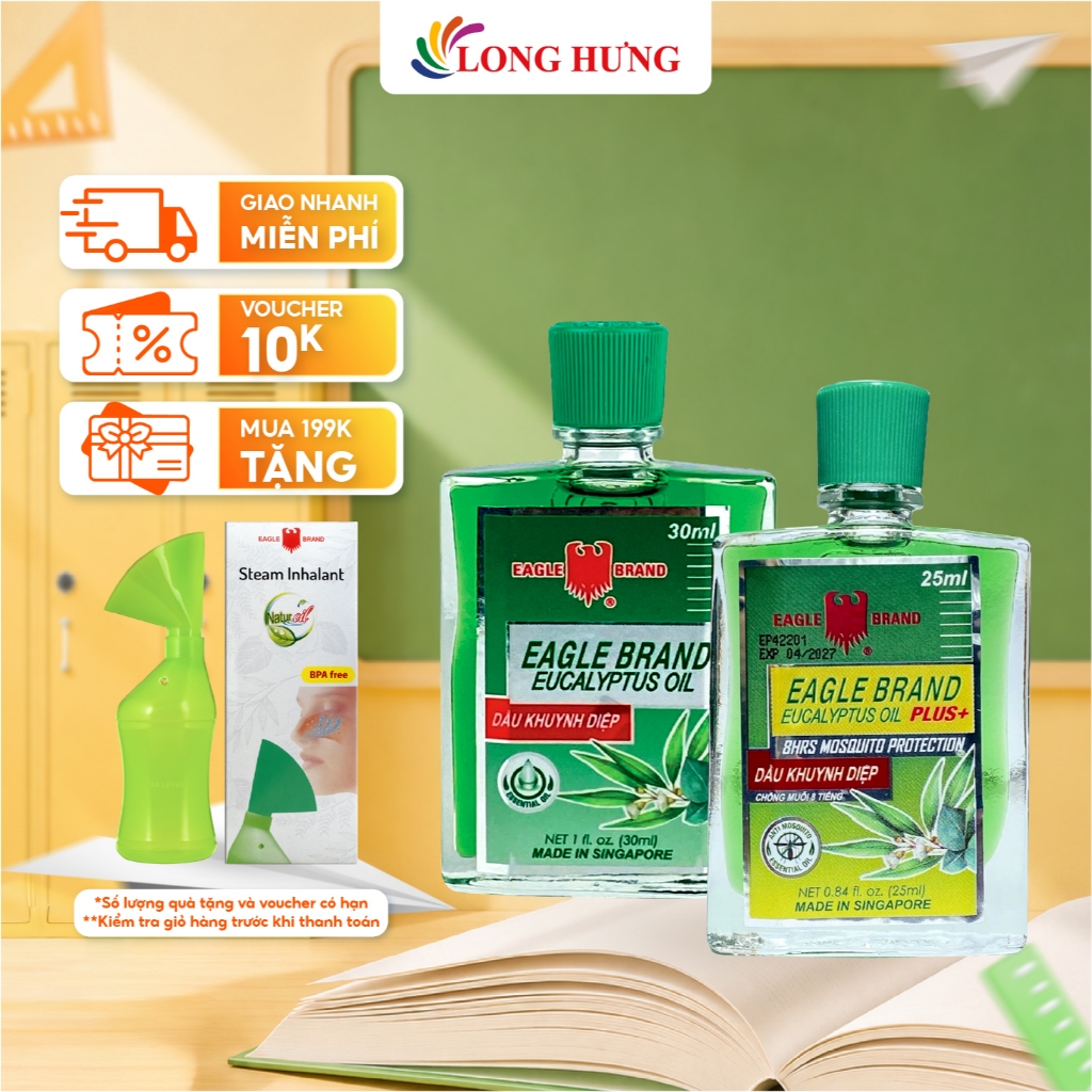 Combo dầu khuynh diệp Eagle Brand Eucalyptus Oil Plus+ (25ml) + dầu khuynh diệp Eagle Brand Eucalypt