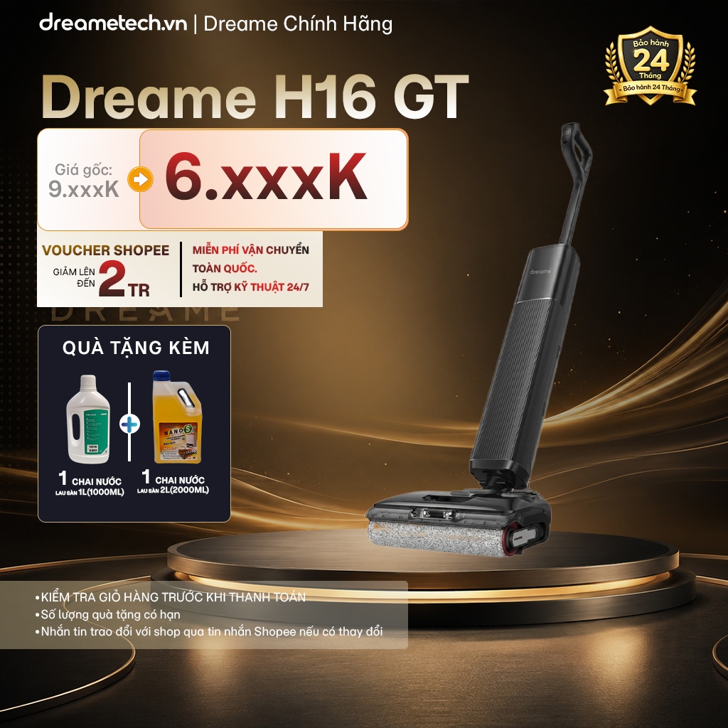 Máy hút bụi lau sàn không dây Dreame H16 GT | thiết kế siêu mỏng 9.9cm | lực hút cực đại 23.000Pa | 
