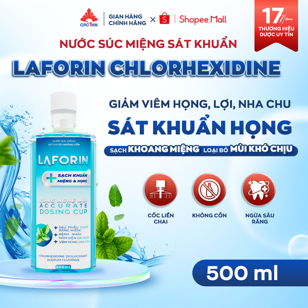 Nước Súc Miệng Sát Khuẩn LAFORIN 500ml Chính Hãng Ngăn Ngừa Viêm Họng Nhiệt Miệng