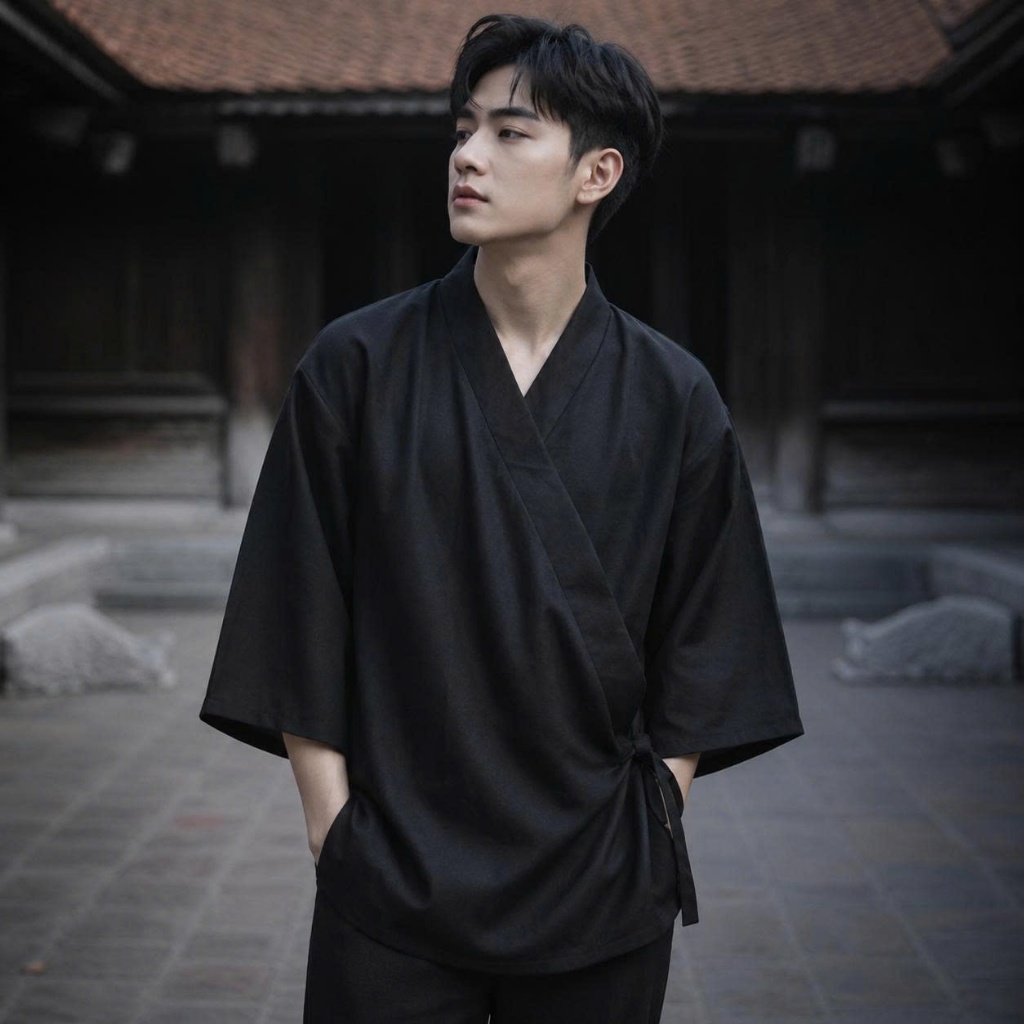 Áo Yukata Nhật Bản unisex form rộng cổ điển