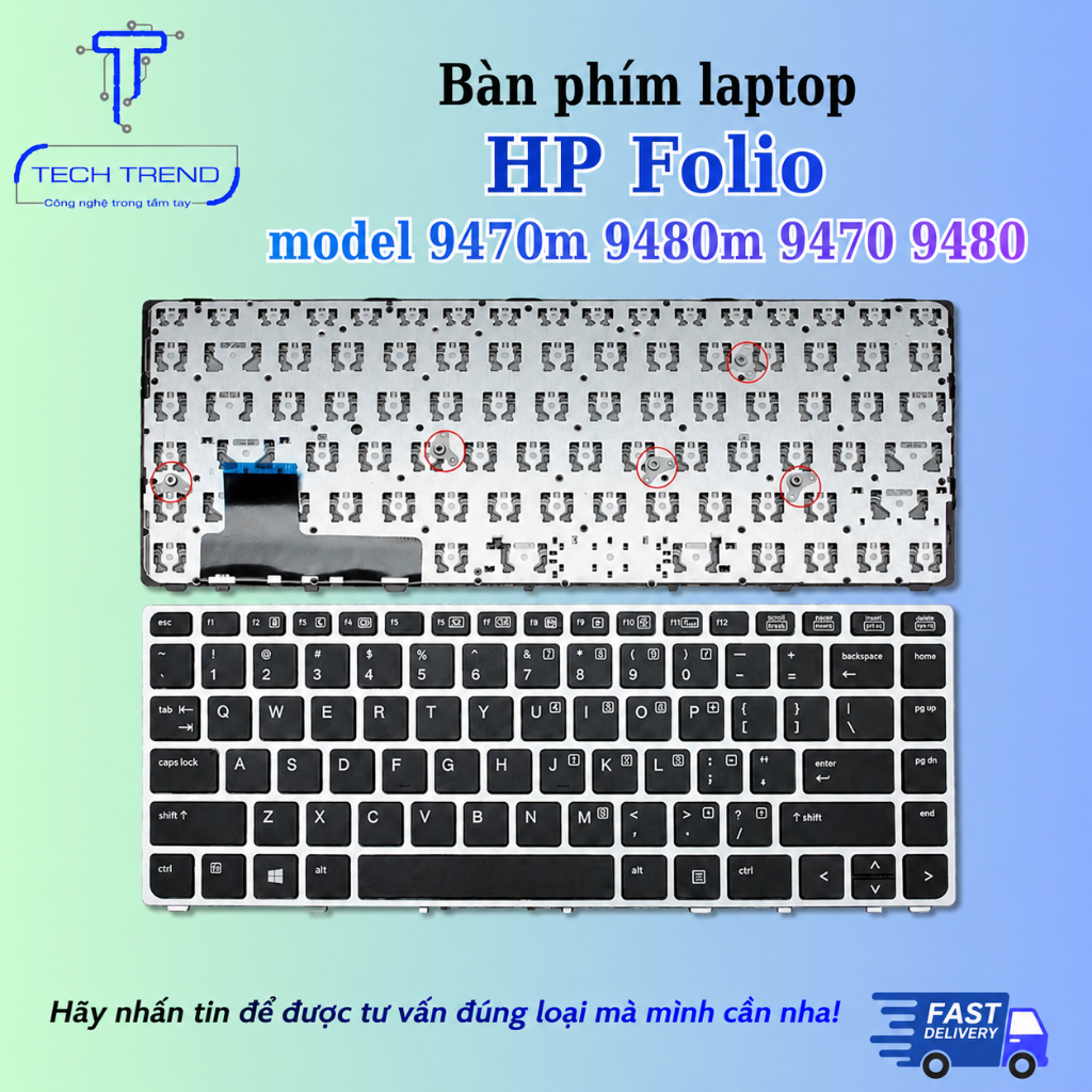 bàn phím laptop tương thích HP Folio model 9470m 9480m 9470 9480 - New 100% [TAC_KB_HP_9470]