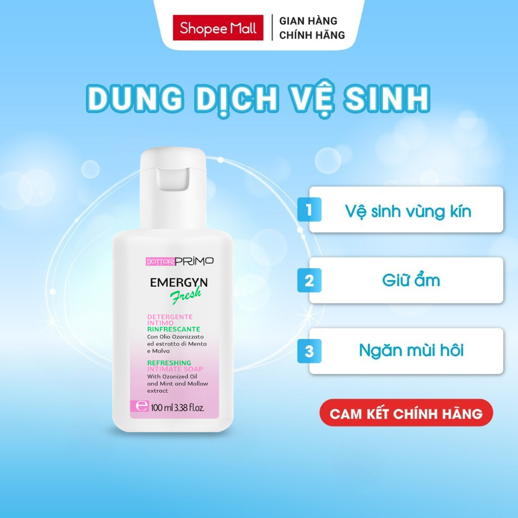 Dung Dịch Vệ Sinh DottorPrimo Emergyn Fresh - Làm Sạch, Khử Mùi Vùng Kín, Dùng Hàng Ngày 100ml