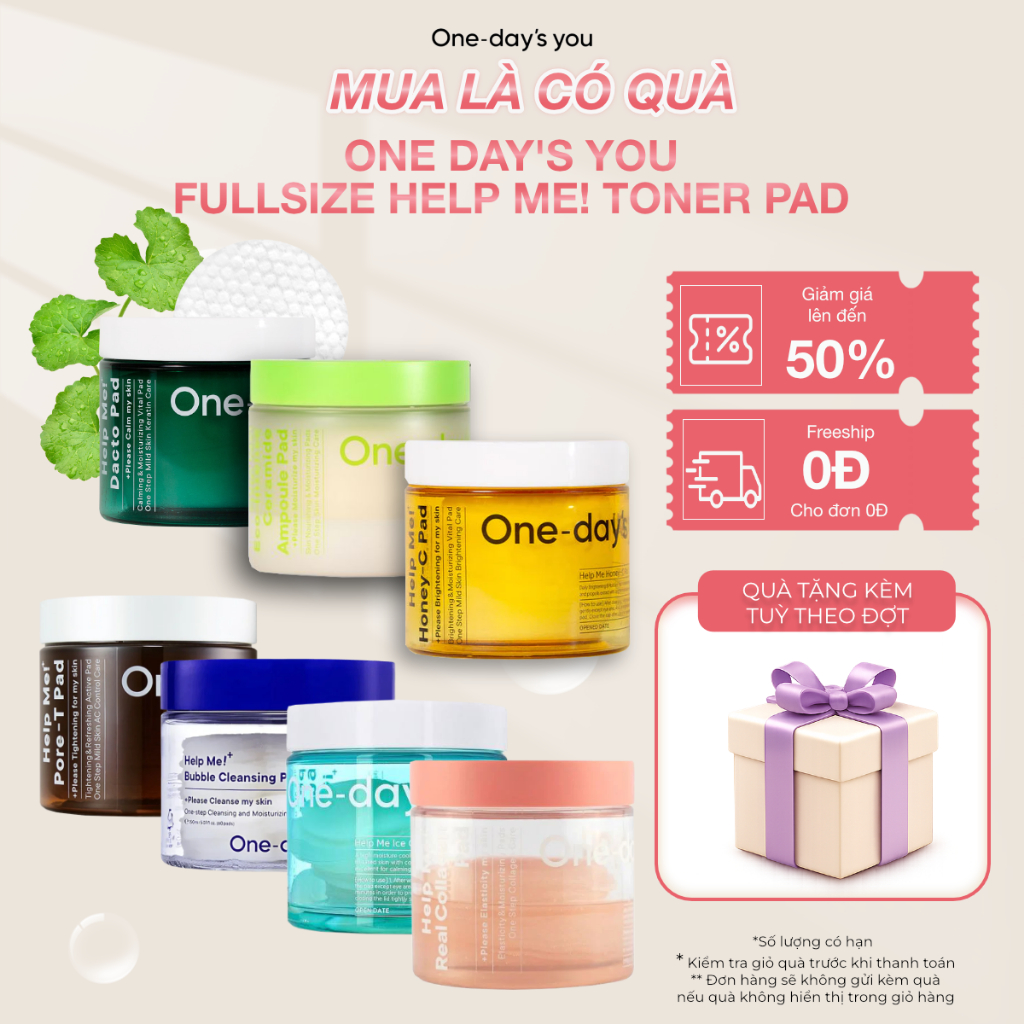 ONE DAY'S YOU - Toner pad collection Làm sạch, Dưỡng sáng, Chống lão hóa, giảm mụn