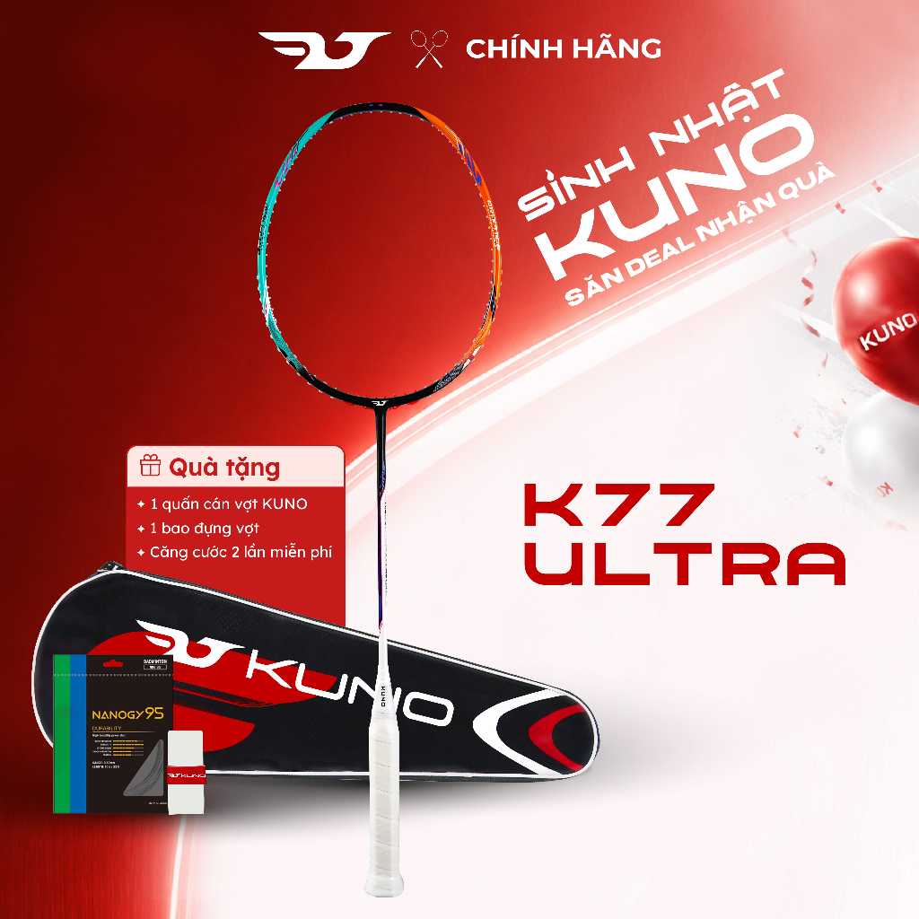 Vợt Cầu Lông KUNO K77 ULTRA Chính Hãng – Thiên Công Tốc Độ, Trợ Lực Tốt, Full Carbon 4U Cao Cấp Được