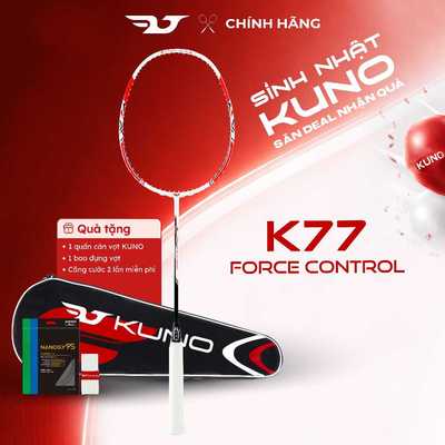 Vợt Cầu Lông KUNO K77F Force Control Full Carbon 4U Trợ Lực Tốt - Thiên Công Mạnh Mẽ, Dễ Điều Khiển, Căng Sẵn 10.5kg
