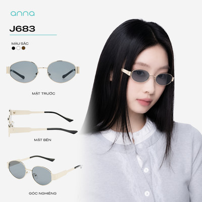 [SUMMER SALE] Kính râm thời trang ANNA dáng oval chất liệu kim loại tròng chống chói và tia UV J683
