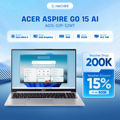Laptop Acer Aspire Go 15 AG15-52P-52WT (Ultra 5 115U | 16GB | 512GB | Intel Graphics | 15.6' FHD | Win 11)