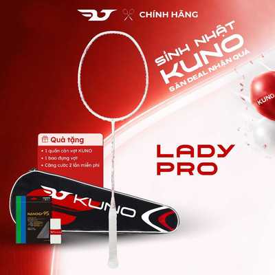 Vợt Cầu Lông KUNO LadyPro Chính Hãng, Siêu Nhẹ 6U, Full Carbon Cao Cấp, Dễ Chơi, Công Thủ Toàn Diện Căng Sẵn 10.5kg