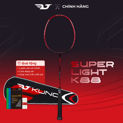 Vợt Cầu Lông KUNO Super Light K88SP Full Carbon Siêu Nhẹ, Phù Hợp Cho Người Mới Chơi, Căng Sẵn 10.5kg Tặng Kèm Quấn Cán