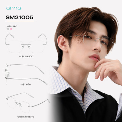 Gọng kính mắt không viền ANNA nam nữ dáng vuông mỏng nhẹ sang trọng SM21005