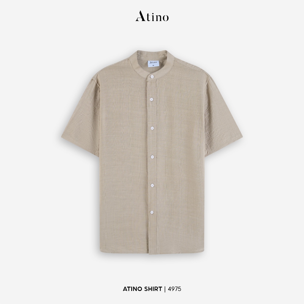 Áo Sơ Mi Nam Ngắn Tay ATINO Form Regular Cổ Tàu Mềm Mát Thoáng Khí Trơn Basic Dễ Phối Đồ L.3.4975