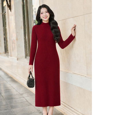 Đầm Len Dáng Suông Cổ Lọ Dài Tay VIEN TRAN V63T24T009