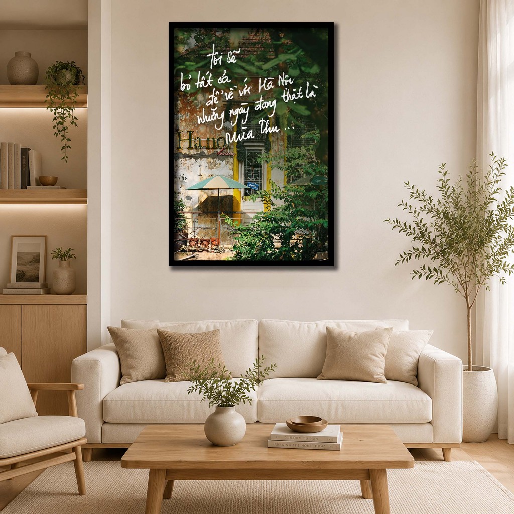 (Tranh treo tường) Tranh Hà Nội xưa - mùa thu Hà Nội, tranh canvas tặng đinh treo