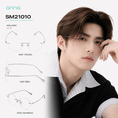 Gọng kính mắt không viền ANNA nam nữ dáng tròn sang trọng hiện đại SM21010