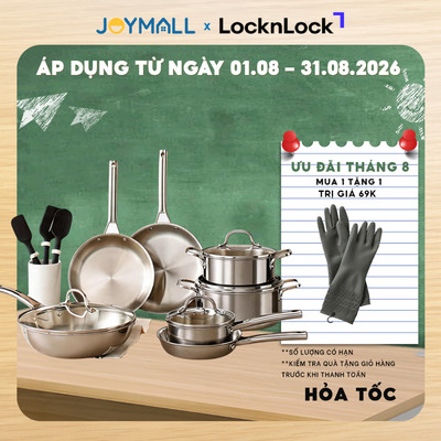 Nồi Chảo LocknLock Eleve, Inox304, Tay Cầm Đúc Nguyên Khối Nhiều Kích Thước, Dùng Được Bếp Từ, Hàng Chính Hãng - JoyMall