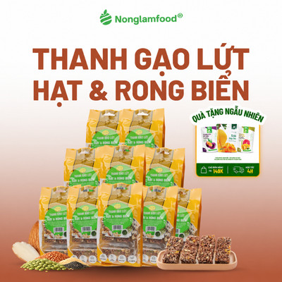 [THUẦN CHAY] Combo 10 Túi Thanh Gạo Lứt Hạt Và Rong Biển NONGLAMFOOD 120g Thơm Bùi, Hạt Dinh Dưỡng