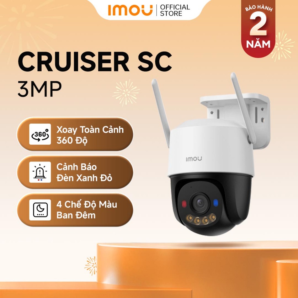 Camera Wifi ngoài trời Imou Cruiser SC I 3MP/5MP I IPC-K7FP-5H0WE I Đèn cảnh báo xanh đỏ I Đàm thoại