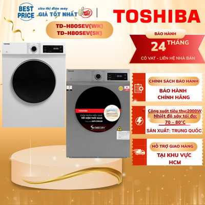 Máy Sấy Toshiba TD-H80SEV(WK) | TD-H80SEV(SK) 7KG Thông Hơi SenseDry Chính Hãng