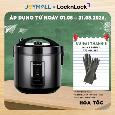 Nồi cơm điện LocknLock EJR472BLK, Daily Rice Cooker, Dung Tích 1.8L, Màu đen - Hàng Chính Hãng - JoyMall
