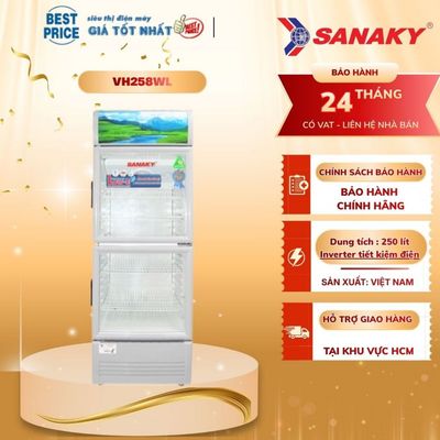 VH-258WL Tủ mát Sanaky – 250L, 1 cánh kính, chống đọng sương, máy nén Panasonic VH-258WL