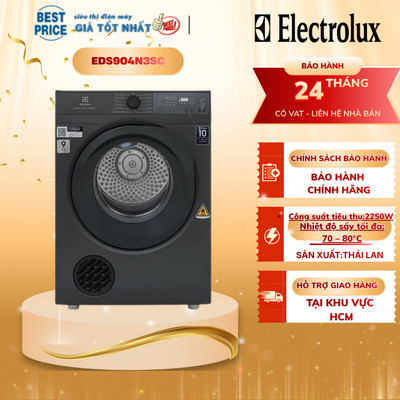 EDS904N3SC Máy sấy Electrolux – 9kg, Inverter, VapourRefresh, diệt khuẩn | EDS904N3SC