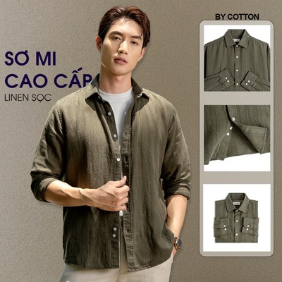 Áo Sơ Mi Nam  Cao Cấp Linen 2 Lựa Chọn Rêu Sọc & Trắng Sọc Đen - Luôn Tặng Hộp Đóng – BY COTTON