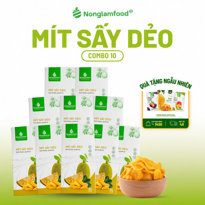 Combo 10 Hộp Mít Sấy Dẻo NONGLAMFOOD 100g Hàng Loại 1 Chuẩn Xuất Khẩu Trái Cây Sấy Dẻo Đồ Ăn Vặt