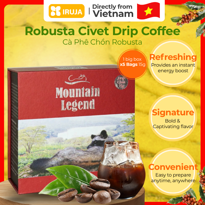 [IRUJA] Vietnam Cà Phê Chồn Robusta Moutain’s Legend Túi Lọc 75G