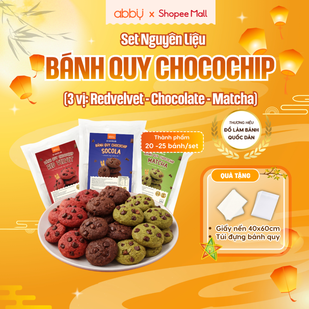 [ABBY] Set làm bánh Chocochip Cookie - Nguyên liệu làm bánh quy - Thành phẩm 20 - 25 chiếc