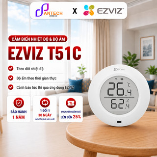 Cảm Biến Nhiệt Độ Độ Ẩm EZVIZ T51C Kết Nối App Cảnh Báo Thông Minh Smart Home - BH 1 Năm