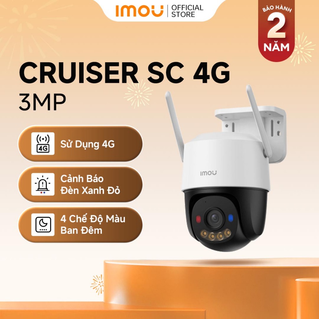Imou Camera ngoài trời Cruiser SC 4G I 3MP/5MP I IPC-K7FP-5H0TE I Đèn cảnh báo xanh đỏ I Đàm thoại I