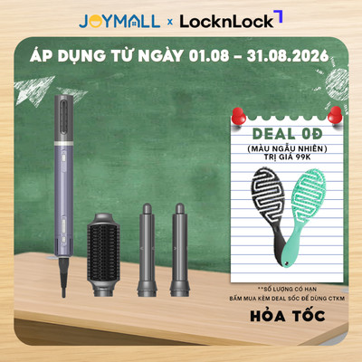 Máy sấy tóc ion âm LocknLock ENA526GRY, Hàng chính hãng, lược chải, uốn tạo kiểu - JoyMall