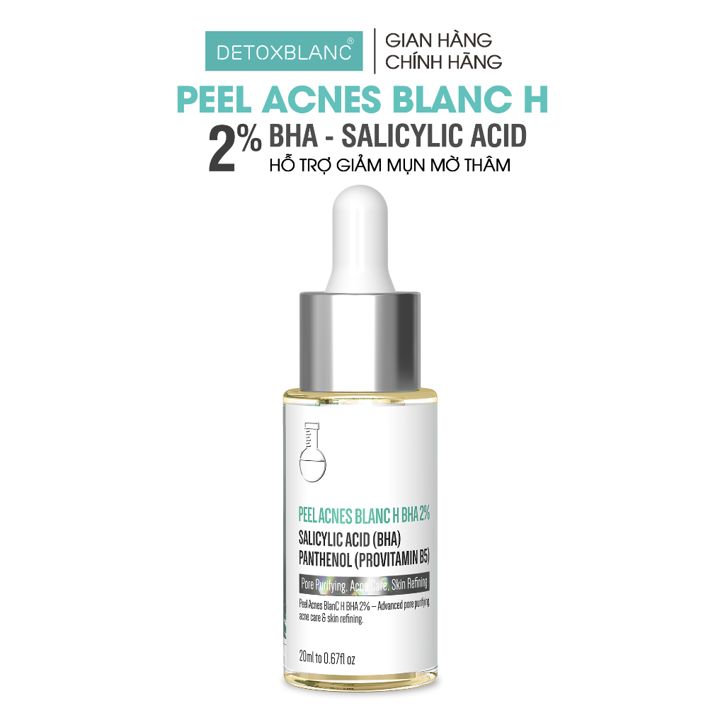 Tẩy tế bào chết hỗ trợ làm sạch sâu giảm mụn ẩn, mụn đầu đen, Peel Acnes Blanc H BHA 2% DetoxBLanc