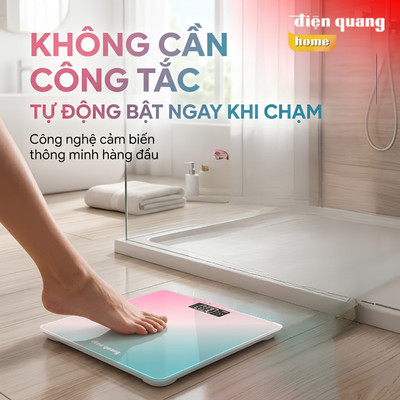 [KOL] Cân Điện Tử Sức Khỏe Điện Quang Mặt Kính Cường Lực Chịu tải 180kg (Tặng kèm pin) - Bảo hành 12 tháng