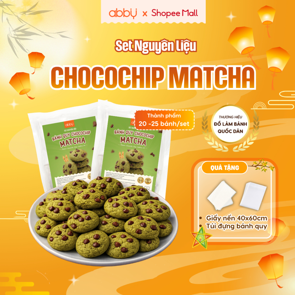 [ABBY] Set làm bánh quy Chocochip Matcha- Nguyên liệu làm cookie - Thành phẩm 20 - 25 chiếc