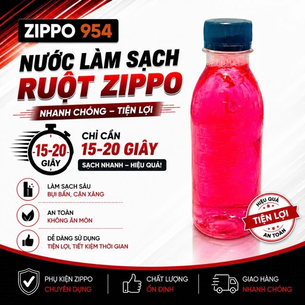 [Zippo 954] Nước Làm Sạch Vỏ Và Ruột Zippo Cấp Tốc 20 Giây
