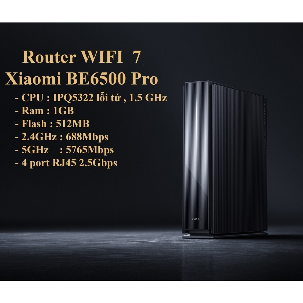 Bộ phát Wifi Router Xiaomi BE6500 Pro AIoT - Wifi 7 - wifi mesh - 600 thiết bị, chịu tải cao