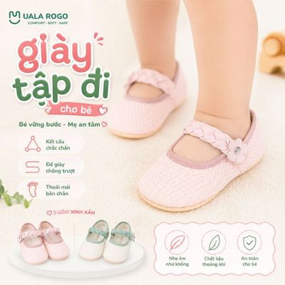 Giày tập đi cho bé Ualarogo sandal đế cao su chống trượt an toàn quai dán điều chỉnh UR 0919